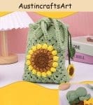 Yellow Flower Green Crochet Bag Kit