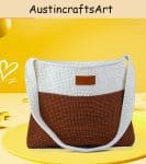 White Brown Crochet Bag Kit