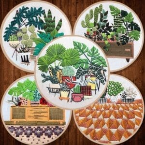 Green Tropical Plant Embroidery Kit