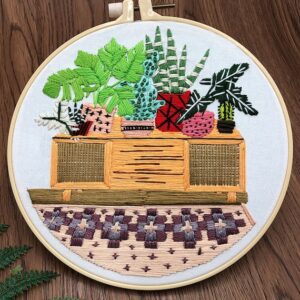 Green Tropical Plant Embroidery Kit