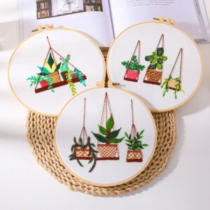 Green Plant Cactus Pot Embroidery Kit