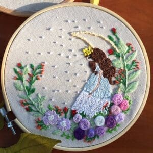 Cute Girl Flower Embroidery Kit