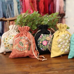 Flower Drawstring Bag Embroidery Kit