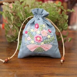 Flower Drawstring Bag Embroidery Kit