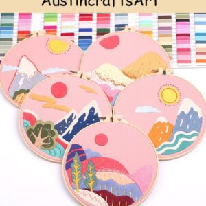 Abstract Mountain Sun Embroidery Kit