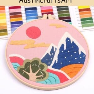 Abstract Mountain Sun Embroidery Kit