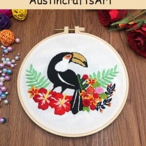 DIY Bird Flower Embroidery Kit