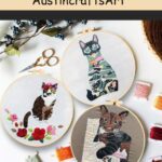 Modern Abstract Cat Embroidery Kit
