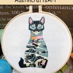 Modern Abstract Cat Embroidery Kit