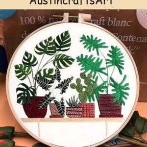 Potted Plants Embroidery Hoop Kit