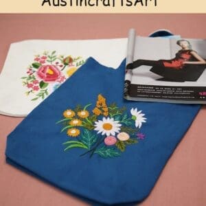 Flower Embroidery Black White Bag Kit