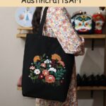 Flower Embroidery Black White Bag Kit