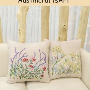 Embroidered Lavender Pillow Case Kit