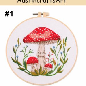 Cute Red Mushroom Plant Embroidery Kit