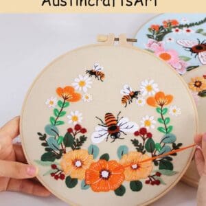 Cute Bee Garland Flower Embroidery Kit