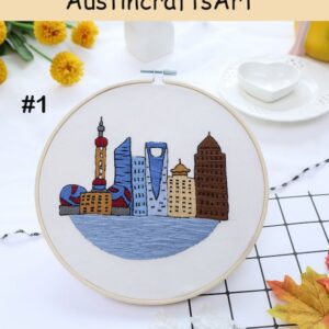 Modern City Landscape Embroidered Kit
