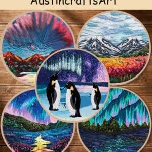 Polar Landscape Penguin Embroidery Kit