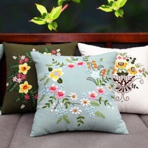 Flower Pillow Case Embroidery Kit