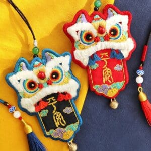 Chinese Lion Embroidery Amulet Kit