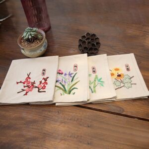 Flower Embroidery Handkerchief Kit