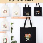 Flowers Cat Embroidery Canvas Bag Kit