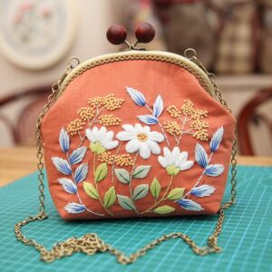 Flowers Buckle Coin Bag Embroidery Kit
