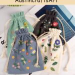 Floral Drawstring Bag Embroidery Kit