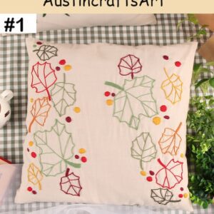 Flower Leaves Embroidery Cushion Kit