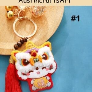 Chinese Lion Keychain Embroidery Kit