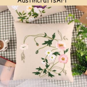 Flower Leaves Embroidery Cushion Kit