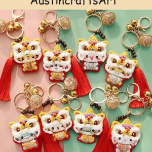 Chinese Lion Keychain Embroidery Kit