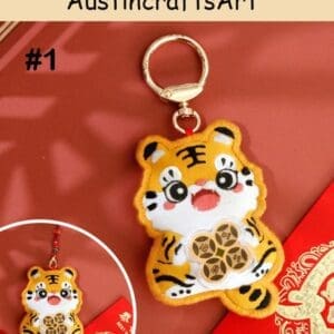 Chinese Tiger Keychain Embroidery Kit