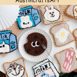 Cute Bread Punch Needle Coaster Kit