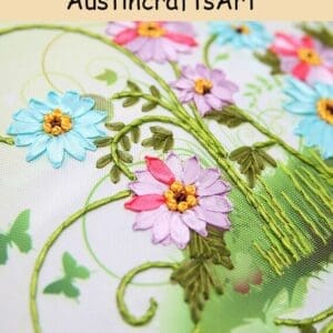 Colorful Flowers Silk Ribbon Cushion Embroidery Kit