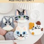 Cute Cat Punch Needle Coaster Kit