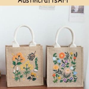 Flower Plant Linen Bag Embroidery Kit