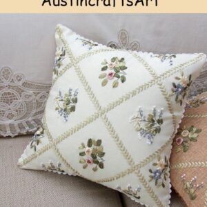 Floral Grid Embroidery Pillow Case Kit