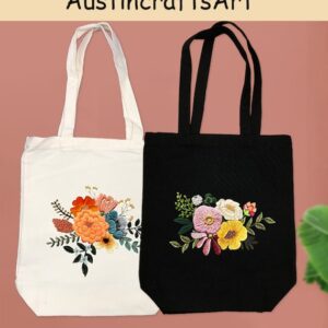 Embroidery Colorful Flower Totebag Kit