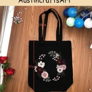 Flower Embroidery Tote Bag Kit