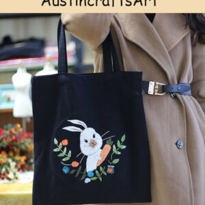 Cute Rabbit Embroidery Tote Bag Kit