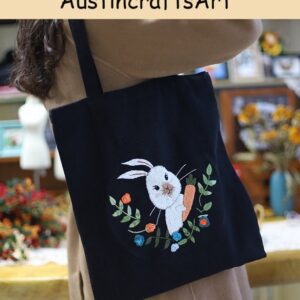 Cute Rabbit Embroidery Tote Bag Kit