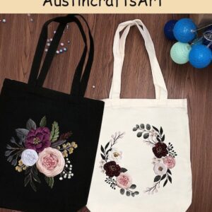 Flower Embroidery Tote Bag Kit