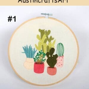 Cactus Plant Leaves Embroidery Kit