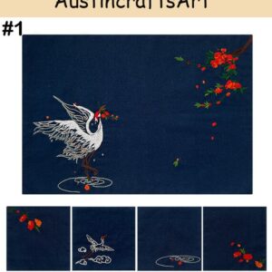 Crane Flower Embroidery Coaster Kit