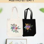 Embroidery Flowers Leaves Tote Bag Kit
