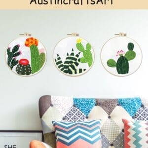 Green Cactus Handcraft Embroidery Kit