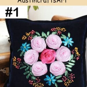 Flower Velvet Cushion Embroidery Kit