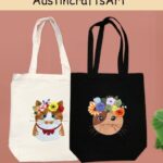 Cat Flowers Embroidery Tote Bag Kit
