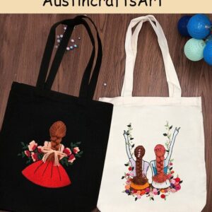 3D Girls Embroidery Tote Bag Kit