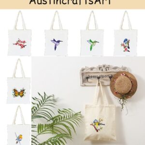 Bird Butterfly Embroidery Tote Bag Kit